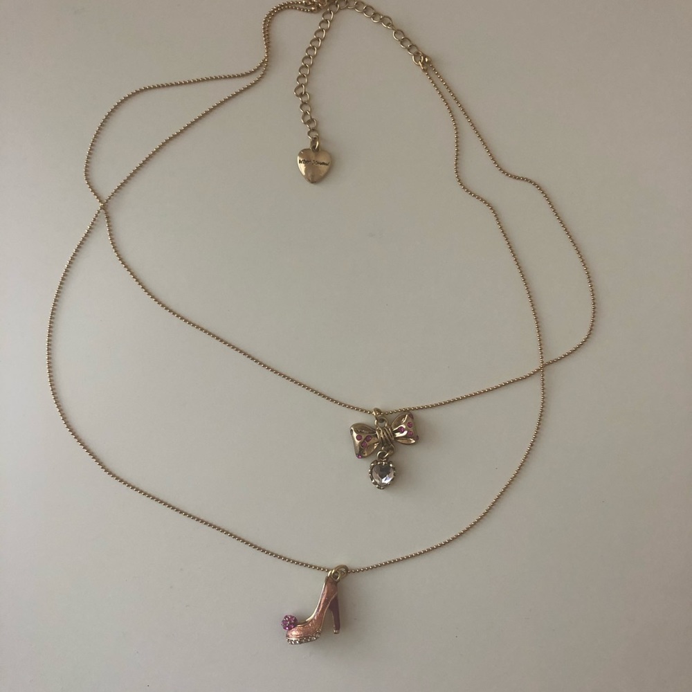 Betsy Johnson Double Chain Bow and Shoe Necklace